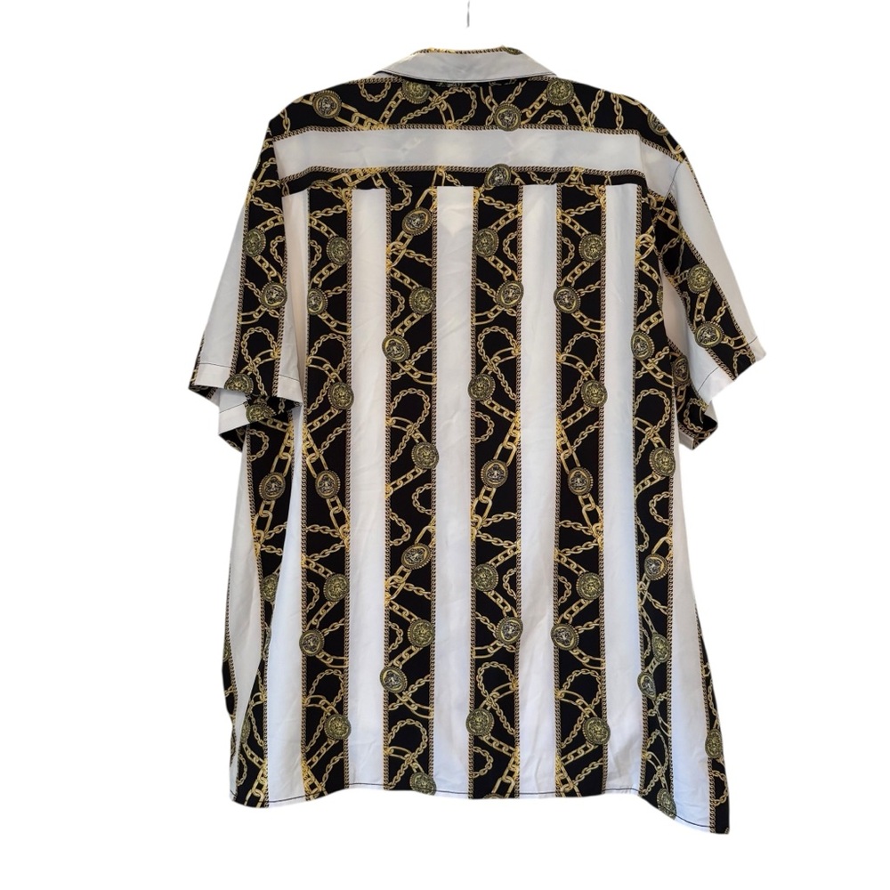 NWT Drill Clothing Baroque Gold Italian Designer Style Shirt Medus Chains, 3X - Picture 2 of 9